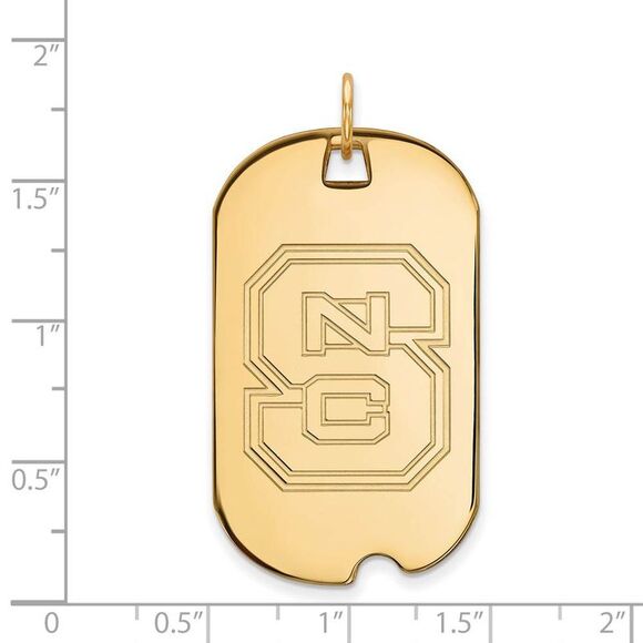 10k Yellow Gold North Carolina State Large 'NCS' Dog Tag Pendant